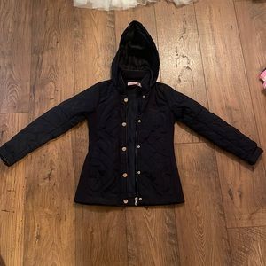 Navy hooded Quilted Jacket